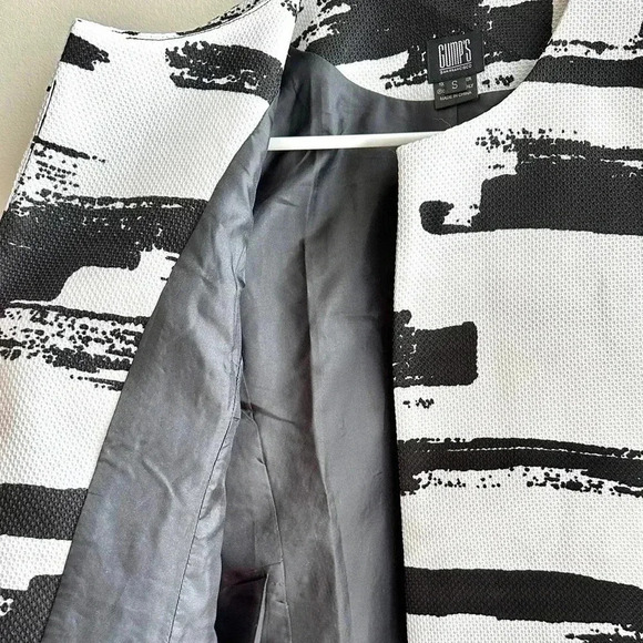 GUMP'S Black and White Abstract Long Jacket, Brush Strokes Jacket, Size Small - Picture 14 of 16